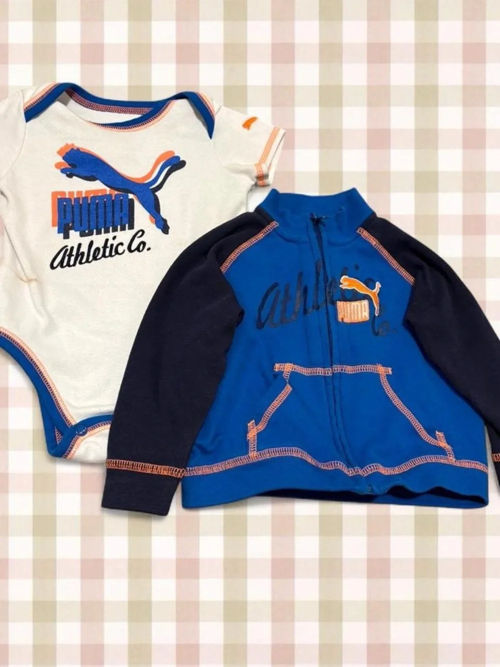 PUMA Blue & White Kids One-Piece Set - Athletic Co.